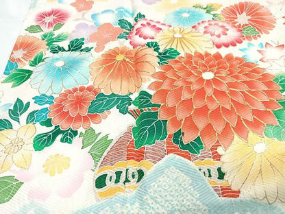平和屋着物■豪華振袖　駒刺繍　絞り　草花文　金彩　三越扱い　正絹　逸品　CABM2254xe
