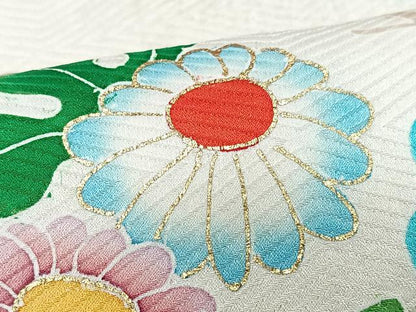 平和屋着物■豪華振袖　駒刺繍　絞り　草花文　金彩　三越扱い　正絹　逸品　CABM2254xe
