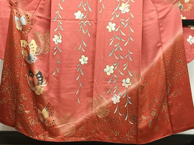 平和屋着物■豪華振袖　駒刺繍　枝垂れ花蝶文　暈し染め　金彩　正絹　逸品　CABM2255xe