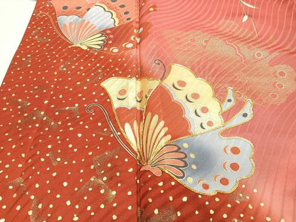 平和屋着物■豪華振袖　駒刺繍　枝垂れ花蝶文　暈し染め　金彩　正絹　逸品　CABM2255xe