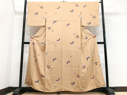 平和屋着物■上質な小紋　舞蝶文　鬼しぼ縮緬　正絹　逸品　CABM2257xe