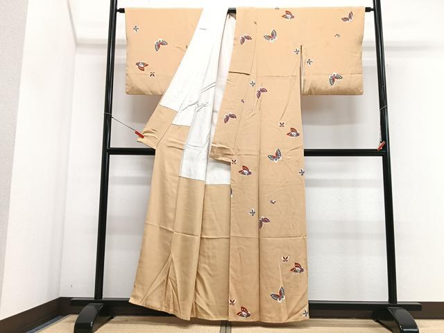 平和屋着物■上質な小紋　舞蝶文　鬼しぼ縮緬　正絹　逸品　CABM2257xe