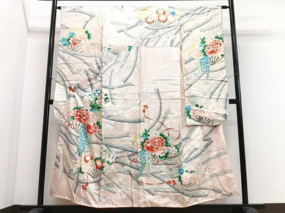 平和屋着物■豪華振袖　駒刺繍　扇面花文　金彩　正絹　逸品　CABM2258xe