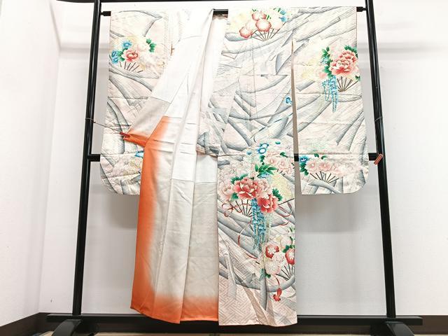 平和屋着物■豪華振袖　駒刺繍　扇面花文　金彩　正絹　逸品　CABM2258xe