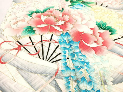 平和屋着物■豪華振袖　駒刺繍　扇面花文　金彩　正絹　逸品　CABM2258xe