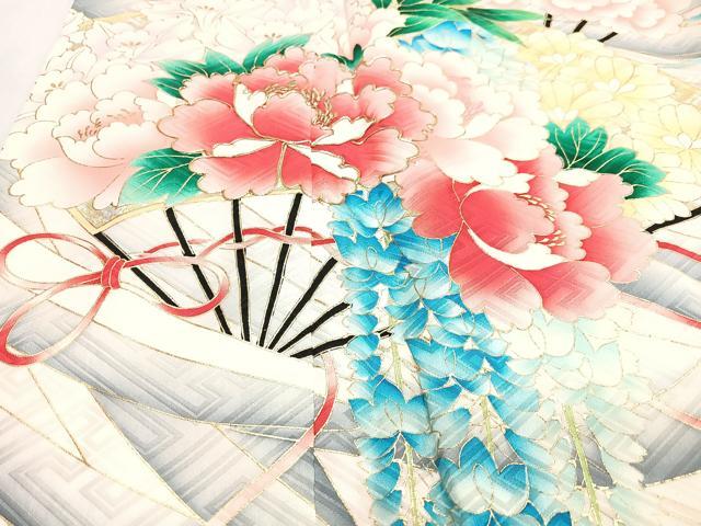 平和屋着物■豪華振袖　駒刺繍　扇面花文　金彩　正絹　逸品　CABM2258xe