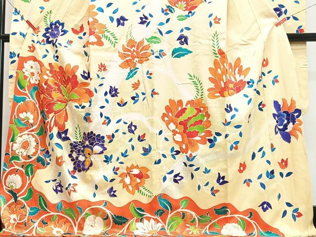 平和屋着物■豪華振袖　駒刺繍　更紗花唐草文　金彩　正絹　逸品　CABM2259xe