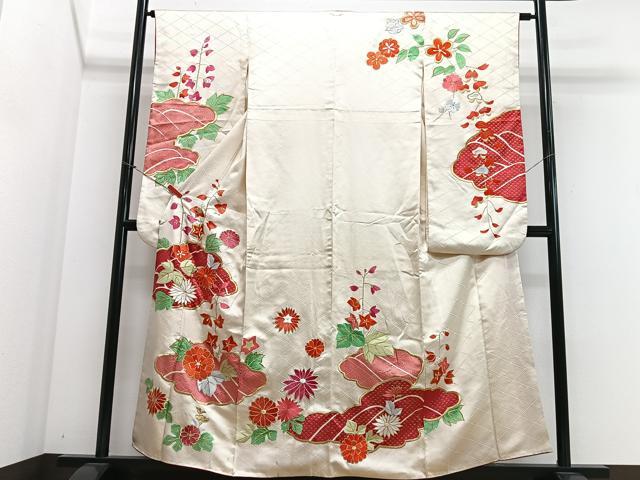 平和屋着物■豪華振袖　総刺繍　草花文　金彩　正絹　逸品　CABM2261xe
