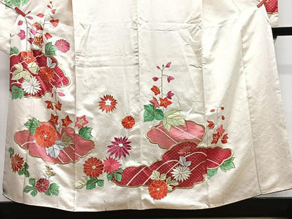 平和屋着物■豪華振袖　総刺繍　草花文　金彩　正絹　逸品　CABM2261xe