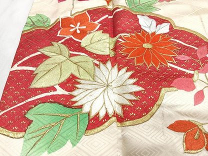 平和屋着物■豪華振袖　総刺繍　草花文　金彩　正絹　逸品　CABM2261xe