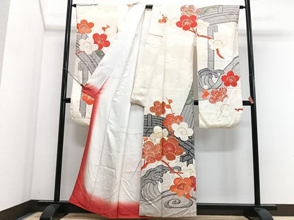 平和屋着物■豪華振袖　駒刺繍　絞り　立波舞梅文　金彩　正絹　逸品　CABM2262xe