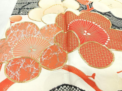 平和屋着物■豪華振袖　駒刺繍　絞り　立波舞梅文　金彩　正絹　逸品　CABM2262xe