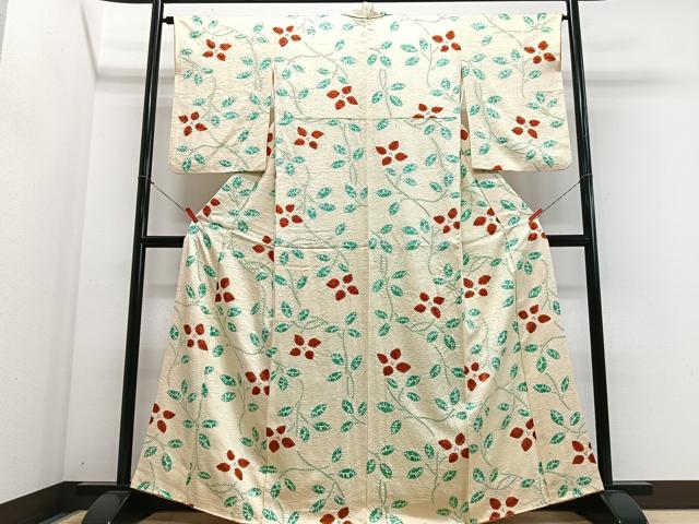 平和屋着物■上質な小紋　絞り　草花文　正絹　逸品　CABM2265xe