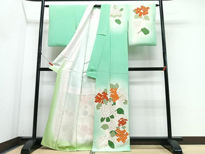 平和屋着物■訪問着　駒刺繍　紫陽花　暈し染め　金彩　正絹　逸品　CABM2266xe