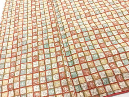 平和屋着物■上質な紬　格子草花文　逸品　CABM2267xe