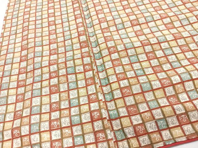 平和屋着物■上質な紬　格子草花文　逸品　CABM2267xe