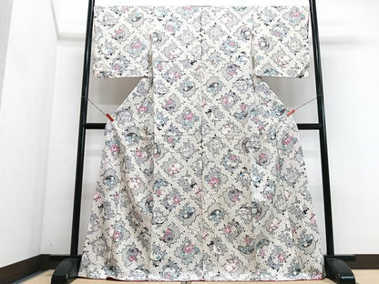平和屋着物■上質な小紋　花丸文　正絹　逸品　未使用　CABM2302xe