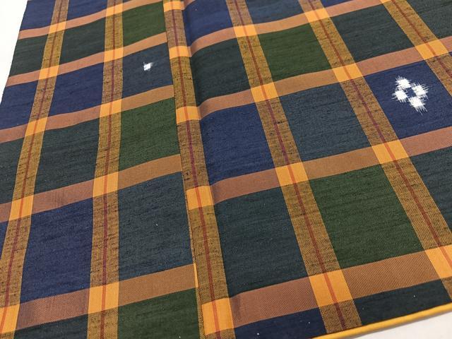 平和屋着物■上質な紬　格子花文　正絹　逸品　CABM2311xe