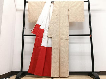 平和屋着物■上質な紬　変わり縞　正絹　逸品　未使用　CABM2312xe