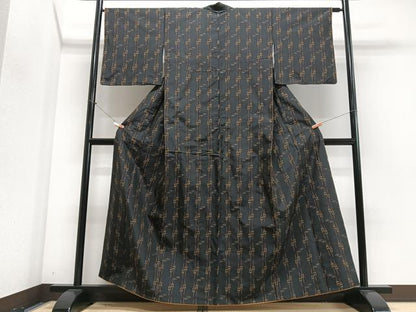平和屋着物■上質な紬　井桁絣　正絹　逸品　CABM2315xe