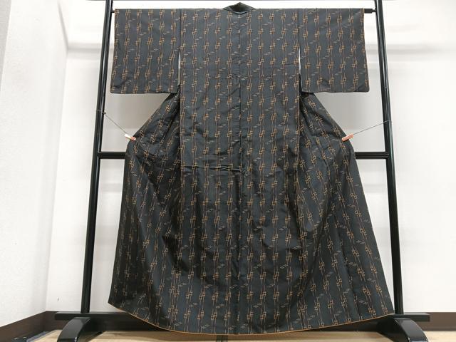 平和屋着物■上質な紬　井桁絣　正絹　逸品　CABM2315xe