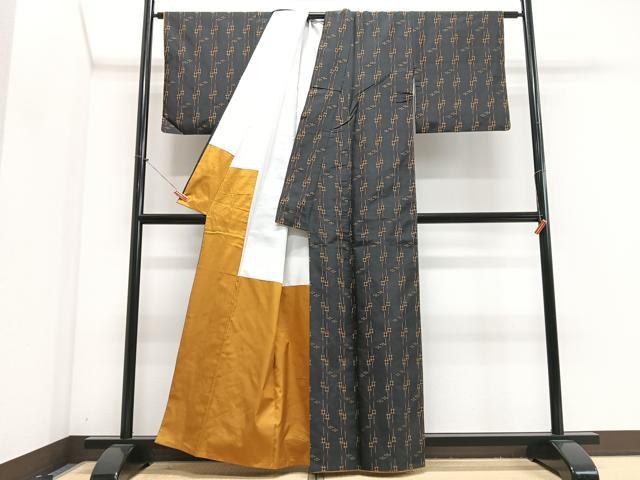 平和屋着物■上質な紬　井桁絣　正絹　逸品　CABM2315xe
