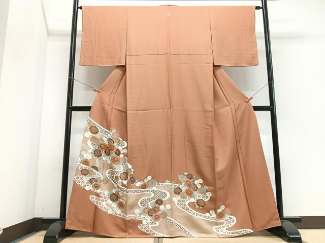 平和屋着物■豪華色留袖　駒刺繍　流水花文　金彩　正絹　逸品　CABM2316xe
