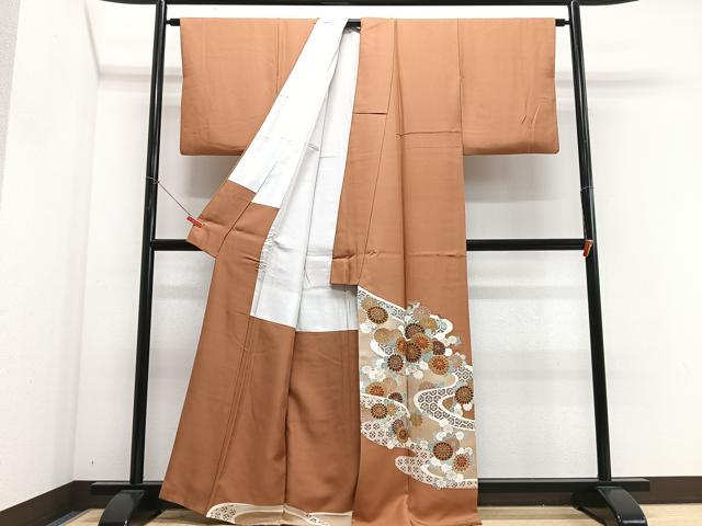 平和屋着物■豪華色留袖　駒刺繍　流水花文　金彩　正絹　逸品　CABM2316xe