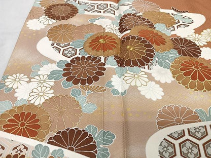 平和屋着物■豪華色留袖　駒刺繍　流水花文　金彩　正絹　逸品　CABM2316xe