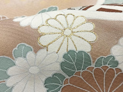 平和屋着物■豪華色留袖　駒刺繍　流水花文　金彩　正絹　逸品　CABM2316xe