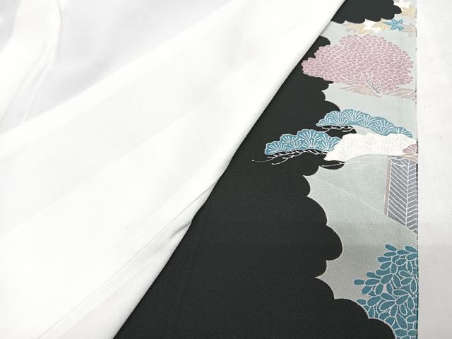 平和屋着物■豪華黒留袖　駒刺繍　飛鶴風景文　金彩　正絹　逸品　CABM2317xe