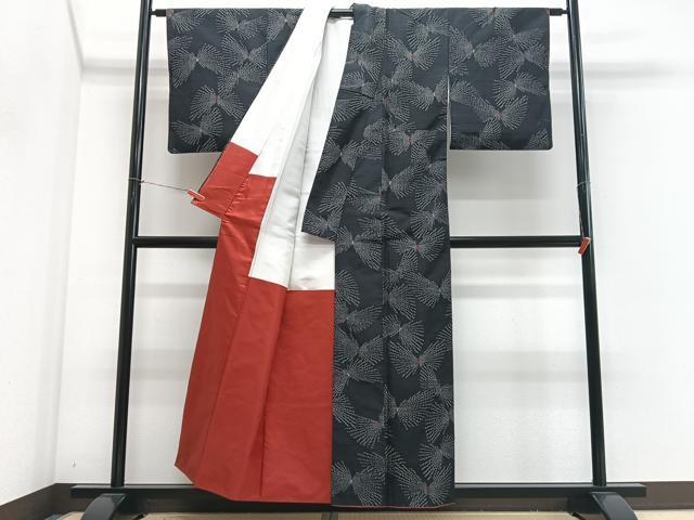 平和屋着物■上質な紬　舞蝶文　正絹　逸品　CABM2319xe