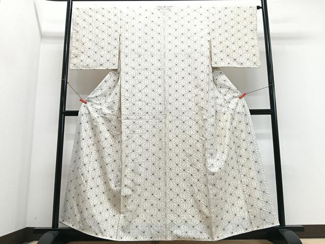 平和屋着物■上質な紬　麻の葉文様　正絹　逸品　CABM2325xe