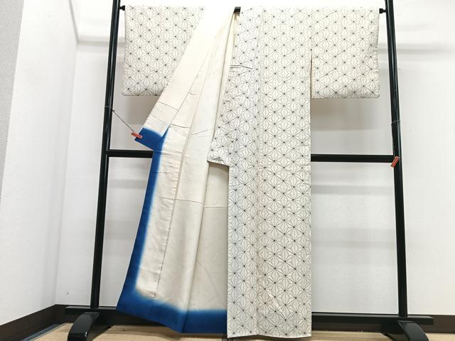 平和屋着物■上質な紬　麻の葉文様　正絹　逸品　CABM2325xe