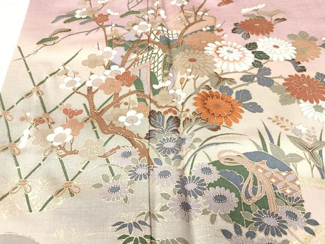 平和屋着物■訪問着　文箱枝花文　暈し染め　金彩　三越扱い　正絹　逸品　CABM2340xe