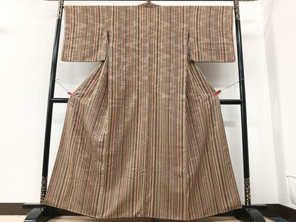 平和屋着物■上質な小紋　縞　胴抜き仕立て　正絹　逸品　CABM2341xe