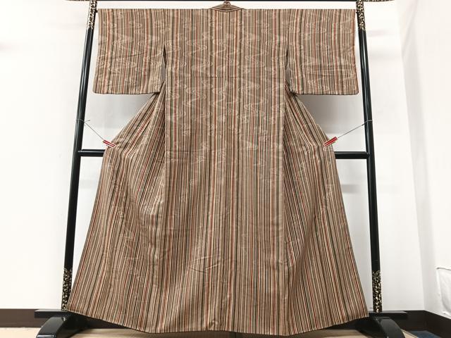 平和屋着物■上質な小紋　縞　胴抜き仕立て　正絹　逸品　CABM2341xe