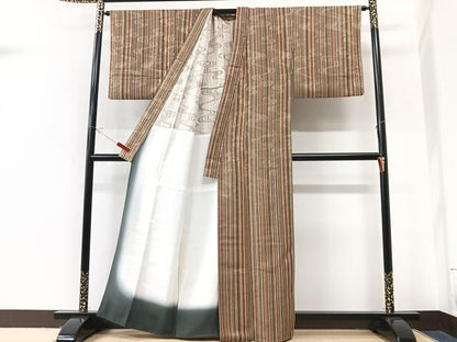 平和屋着物■上質な小紋　縞　胴抜き仕立て　正絹　逸品　CABM2341xe