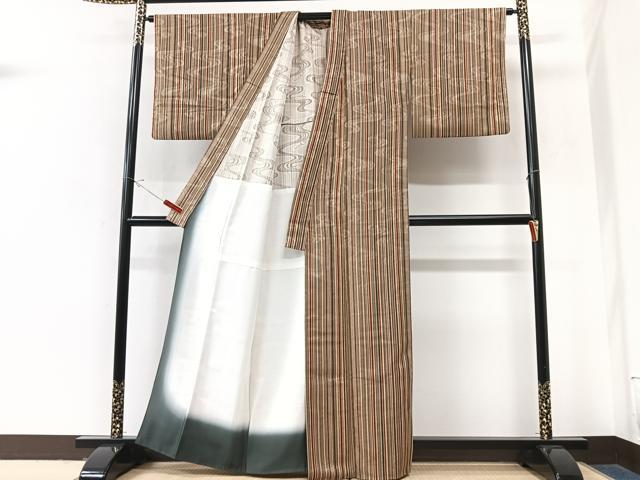 平和屋着物■上質な小紋　縞　胴抜き仕立て　正絹　逸品　CABM2341xe