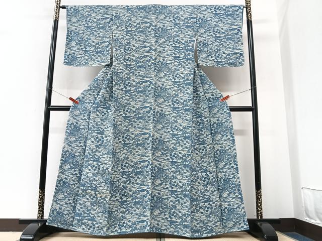 平和屋着物■上質な小紋　風景文　鬼しぼ縮緬　三越扱い　正絹　逸品　CABM2342xe