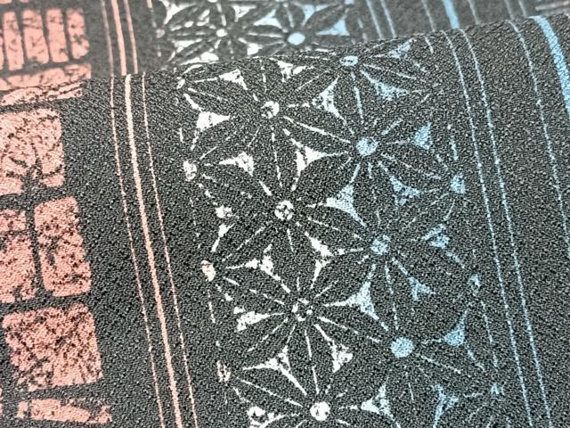 平和屋着物■小紋　幾何学間道　暈し染め　洗える着物　CABM2345xe