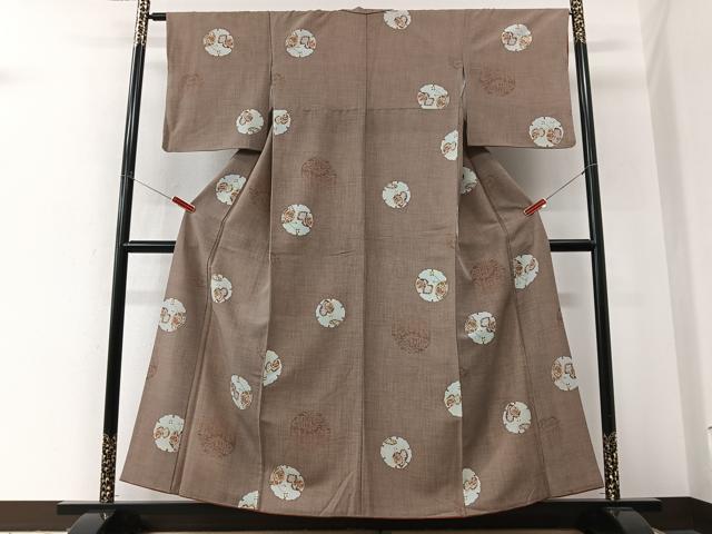 平和屋着物■上質な小紋　雪輪草花文　正絹　逸品　CABM2350xe