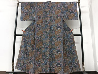 平和屋着物■上質な小紋　更紗草花文　正絹　逸品　CABM2352xe