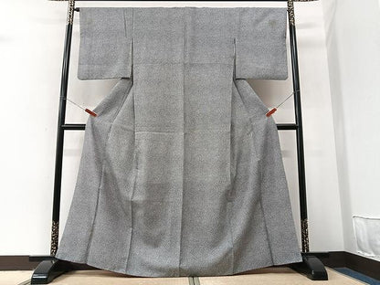 平和屋着物■上質な小紋　鹿の子文様　黒地　洗える着物　CABM2356xe