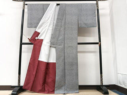 平和屋着物■上質な小紋　鹿の子文様　黒地　洗える着物　CABM2356xe