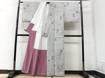 平和屋着物■小紋　草花文　たたき染め　洗える着物　CABM2358xe