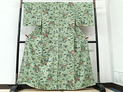 平和屋着物■上質な小紋　草花文　正絹　逸品　未使用　CABM2361xe