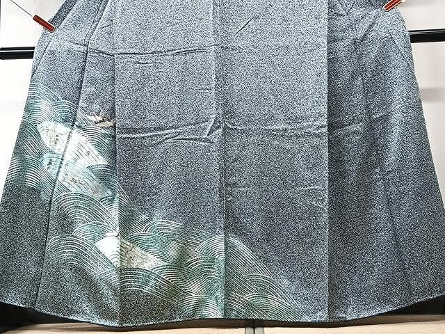 平和屋着物■訪問着　刺繍　飛鶴立波文　たたき染め　正絹　逸品　未使用　CABM2362xe