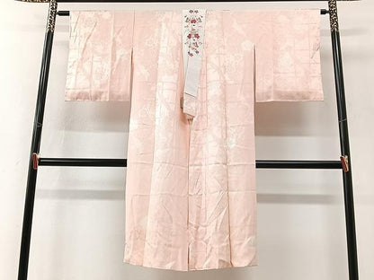 平和屋着物■長襦袢　袷　花取地紋　半衿刺繍　正絹　逸品　CABM2371xe