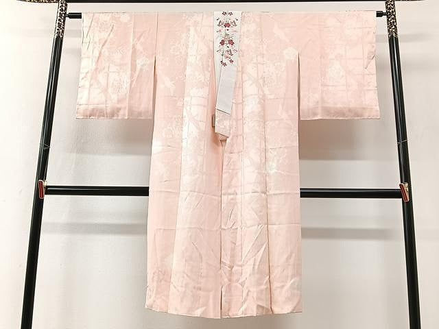 平和屋着物■長襦袢　袷　花取地紋　半衿刺繍　正絹　逸品　CABM2371xe